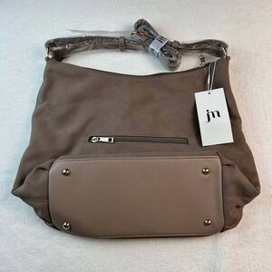Jessica Moore Brown‎ Suede Hobo Crossbody Bag Gold Strap - $129 NWT
